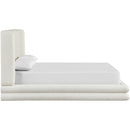  Meridian Chandra Cream Linen Textured Fabric Upholstered King Bed IMAGE 4