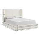  Meridian Chandra Cream Linen Textured Fabric Upholstered Queen Bed IMAGE 11