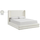  Meridian Chandra Cream Linen Textured Fabric Upholstered Queen Bed IMAGE 12