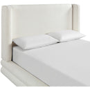  Meridian Chandra Cream Linen Textured Fabric Upholstered Queen Bed IMAGE 6