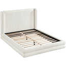  Meridian Chandra Cream Linen Textured Fabric Upholstered Queen Bed IMAGE 7