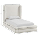  Meridian Chandra Cream Linen Textured Fabric Upholstered Twin Bed IMAGE 11