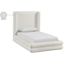  Meridian Chandra Cream Linen Textured Fabric Upholstered Twin Bed IMAGE 12