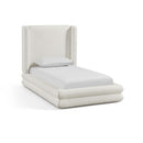  Meridian Chandra Cream Linen Textured Fabric Upholstered Twin Bed IMAGE 1