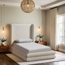  Meridian Chandra Cream Linen Textured Fabric Upholstered Twin Bed IMAGE 2