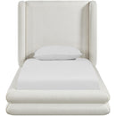  Meridian Chandra Cream Linen Textured Fabric Upholstered Twin Bed IMAGE 3