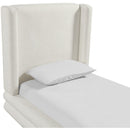  Meridian Chandra Cream Linen Textured Fabric Upholstered Twin Bed IMAGE 6