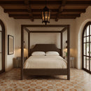  Meridian Dawson Brown Velvet Upholstered Full Bed IMAGE 2