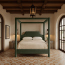  Meridian Dawson Green Velvet Upholstered Queen Bed IMAGE 2