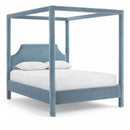  Meridian Dawson Light Blue Velvet Upholstered Full Bed IMAGE 1
