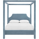  Meridian Dawson Light Blue Velvet Upholstered King Bed IMAGE 3