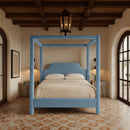  Meridian Dawson Light Blue Velvet Upholstered Queen Bed IMAGE 2