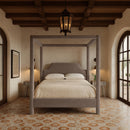  Meridian Dawson Taupe Velvet Upholstered Queen Bed IMAGE 2