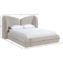  Meridian Elowen Beige Chenille Fabric Upholstered Queen Bed IMAGE 10