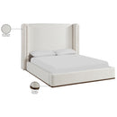  Meridian Solange Cream Linen Textured Fabric Upholstered Full Bed IMAGE 12