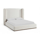  Meridian Solange Cream Linen Textured Fabric Upholstered Full Bed IMAGE 1