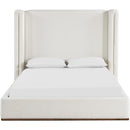  Meridian Solange Cream Linen Textured Fabric Upholstered Full Bed IMAGE 3