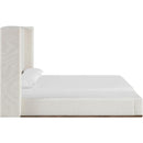  Meridian Solange Cream Linen Textured Fabric Upholstered Full Bed IMAGE 4