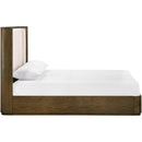  Meridian Tiberio Brown / Cream Solid Wood And Linen Textured Fabric King Bed IMAGE 3