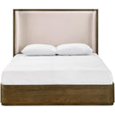  Meridian Tiberio Brown / Cream Solid Wood And Linen Textured Fabric Queen Bed IMAGE 2