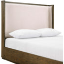  Meridian Tiberio Brown / Cream Solid Wood And Linen Textured Fabric Queen Bed IMAGE 6