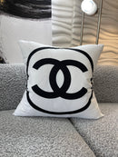CHANEL 20x20 PILLOW COVER-WHITE W/ BLACK RING