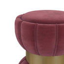 910290 Sora Round Upholstered Ottoman Berry