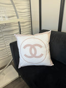 CHANEL 20x20 PILLOW COVER-WHITE W/ PINK RING
