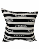 CHANEL STRIPE 20x20 PILLOW COVER-BLACK&WHITE