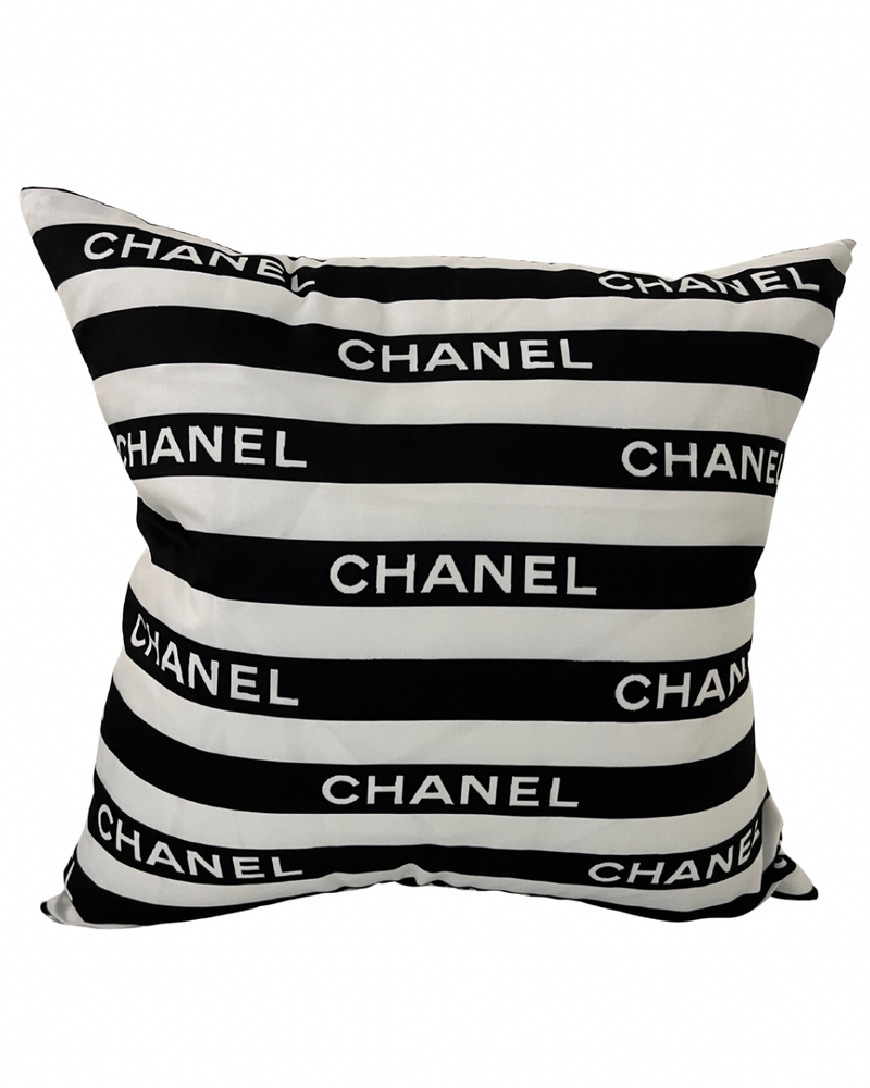 CHANEL STRIPE 20x20 PILLOW COVER-BLACK&WHITE