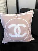 CHANEL 20x20 PILLOW COVER -PINK W/ WHITE RING