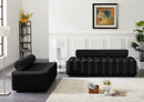Melody Stationary Fabric Sofa And Lovseat Set 647Black-S2