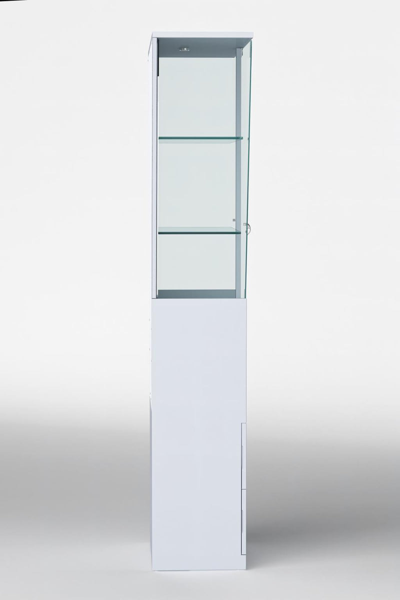 Triangular Design Curio w/ Shelves, Drawers & LED Lights 6625-CUR