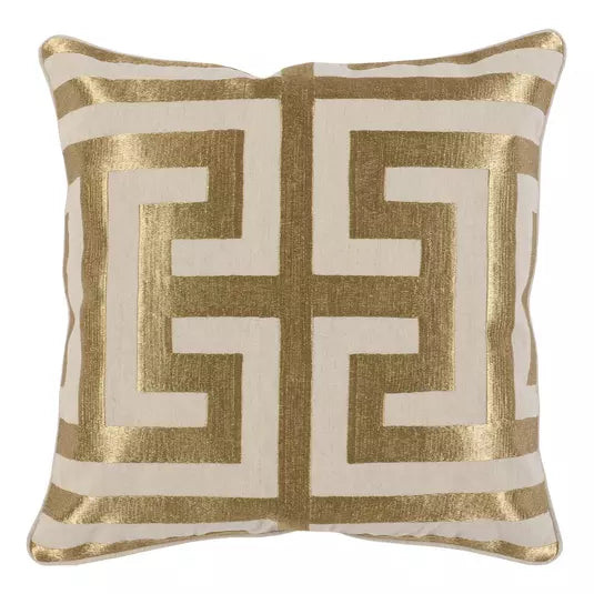 LUXE GEOMETRIC 22” x 22” PILLOW COVER - GOLD & TAN