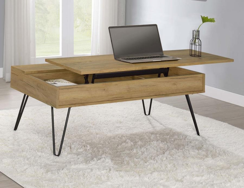 723368
Fanning Lift Top Storage Coffee Table Golden Oak and Black