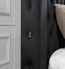 BLACK VELVET QUEEN CANOPY BED FRAME W/BLUETOOTH SPEAKER & USB