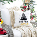 MERRY CHRISTMAS TREE 18x18 PILLOW COVER- BLACK&GOLD
