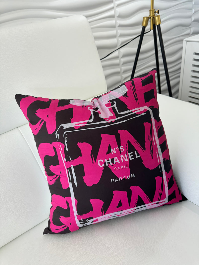 CHANEL PERFUME 20x20 PILLOW COVER -BLACK & PINK