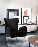 Meridian Opera Black Velvet Accent Chair