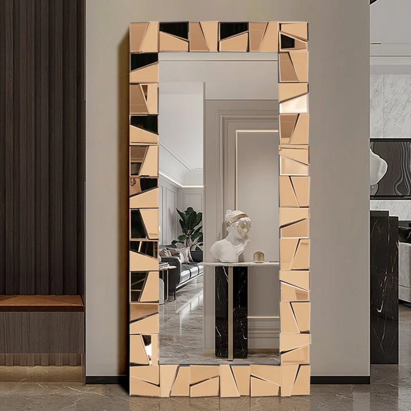 814 DECORATIVE FLOOR MIRROR IN ROSE GOLD