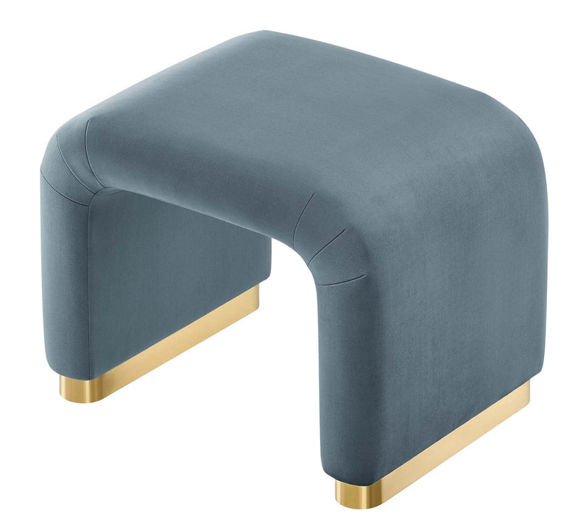 EEI-6733-BRA-CAB-Velvet Waterfall Stool in Brass C(Blue)