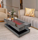 779 Gray Coffee Table W/ Fireplace 7 Color LED & Bluetooth