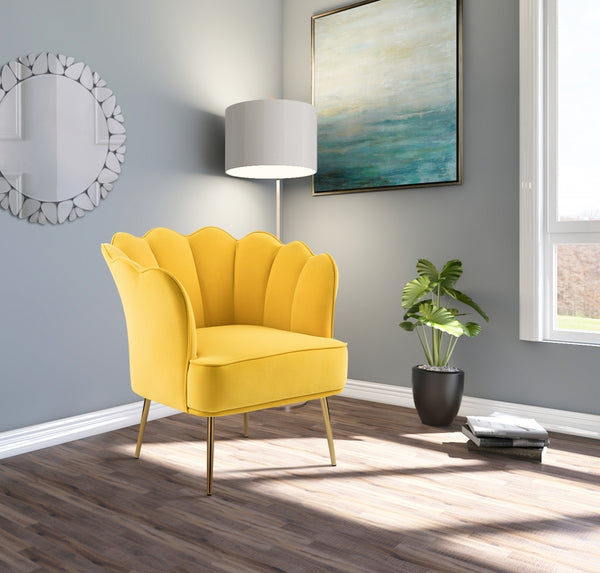 Meridian Jester Yellow Velvet Accent Chair