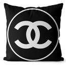 CHANEL 20x20 PILLOW COVER- BLACK W/ WHITE RING