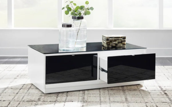 T756-1 WHITE/BLACK COCKTAIL TABLE