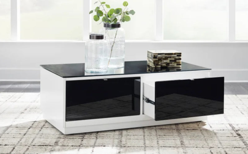 T756-1 WHITE/BLACK COCKTAIL TABLE