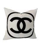 CHANEL 20x20 PILLOW COVER-WHITE W/ BLACK RING