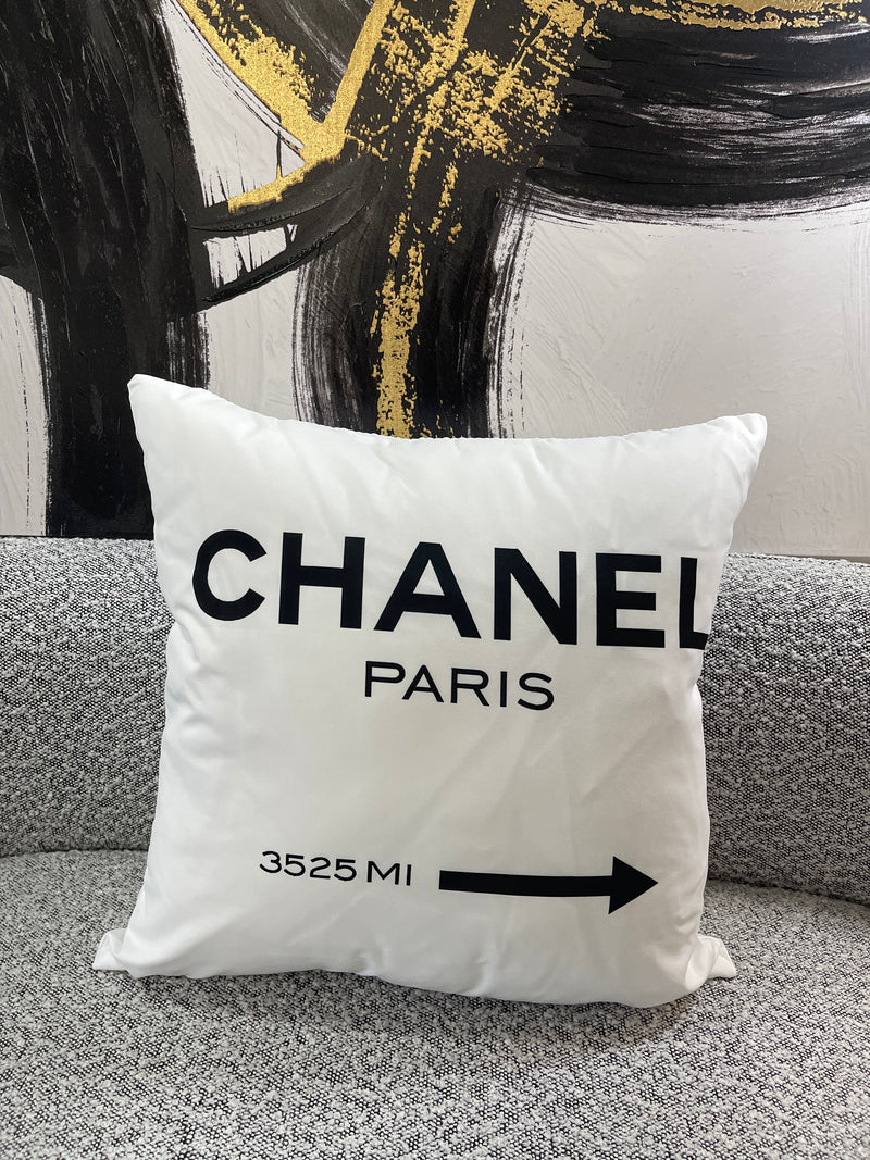 CHANEL PARIS 20x20 PILLOW COVER -WHITE & BLACK