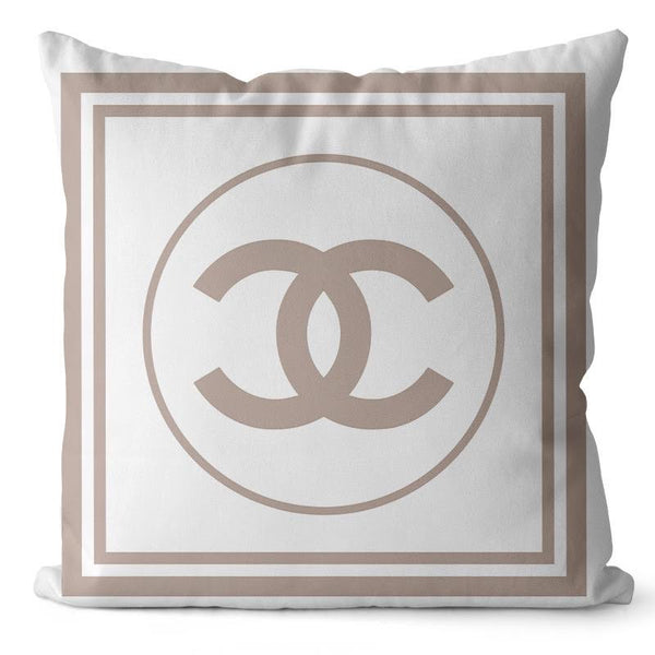 CHANEL 20x20 PILLOW COVER-WHITE W/ PINK RING