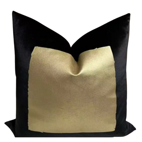 BLOCK GEOMETRIC 22x22 PILLOW COVER- BLACK &GOLD